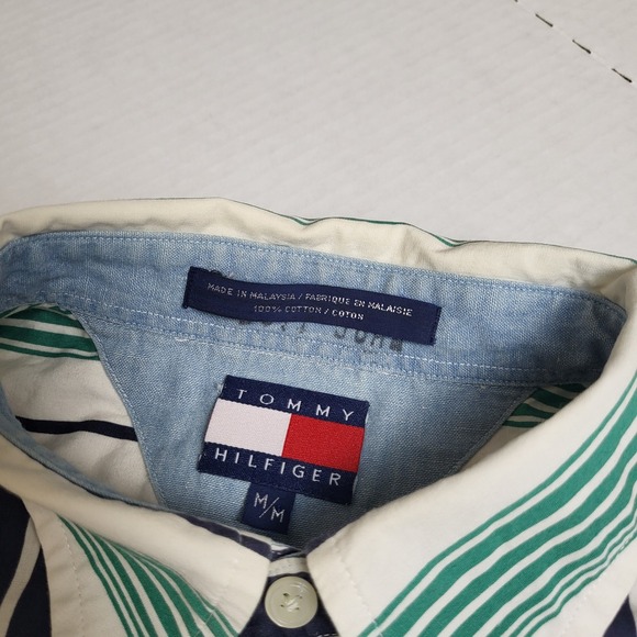 Tommy Hilfiger Medium Striped Button Down Shirt Long Sleeve Classic Casual Top - Picture 6 of 8